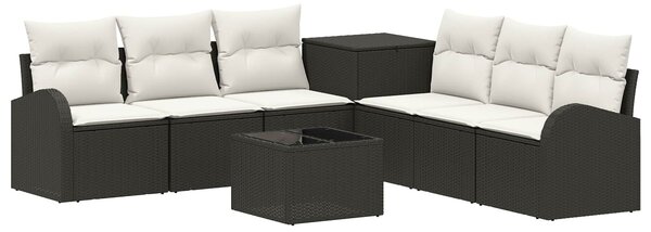 VidaXL Kanapé Szett 8 db Fekete és krémfehér Poli rattan és acél