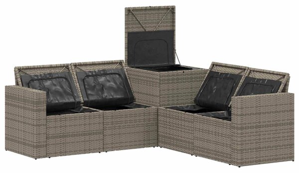VidaXL Kanapé Szett 5 db Szürke és sötétszürke Poli rattan és acél