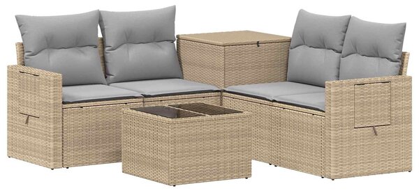 VidaXL Kanapé Szett 6 db Beige és Világosszürke Poli rattan és acél