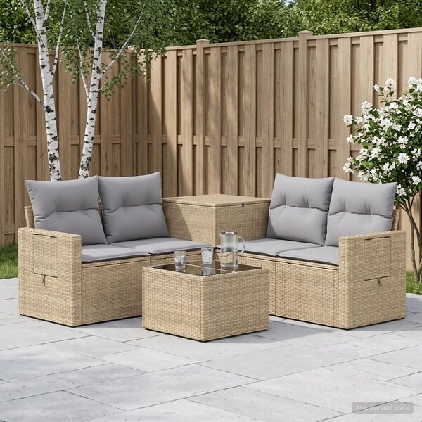 VidaXL Kanapé Szett 6 db Beige és Világosszürke Poli rattan és acél