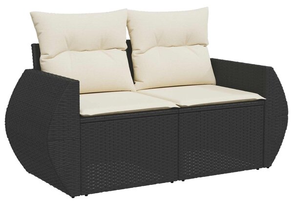 VidaXL Kanapé Szett 6 db Fekete és krémfehér Poli rattan és acél