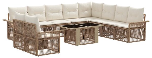 VidaXL Kerti Kanapé Szett 11 db Beige és Krémszínű polirattan