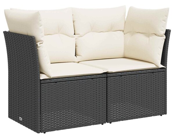VidaXL Kanapé Szett 6 db Fekete és krémfehér Poli rattan és acél