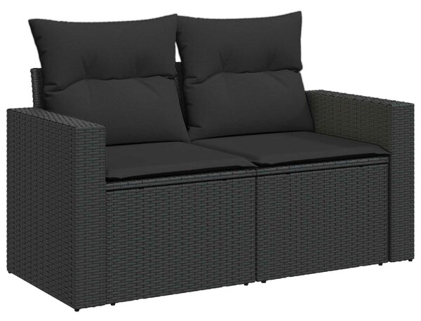 VidaXL Kanapé Szett 6 db Fekete Poli rattan és acél