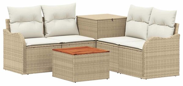VidaXL Kanapé Szett 6 db Beige és Krémszínű Poli rattan és acél