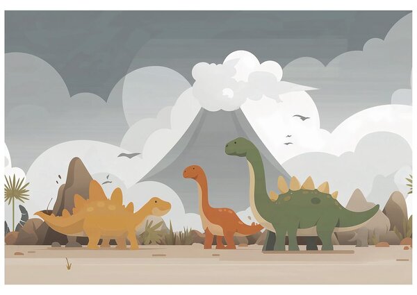 Tapéta színes dinoszauruszok a tájban