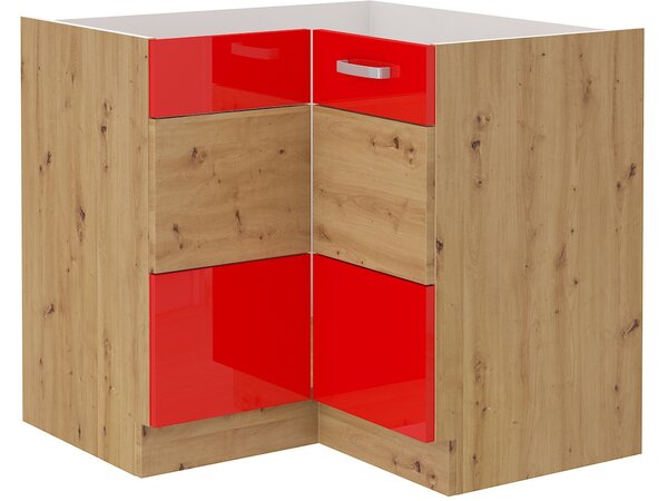 Sarok alsó konyhaszekrény Arryn 89x89 DN 1F BB (artisan tölgy +fényes piros). 1024792