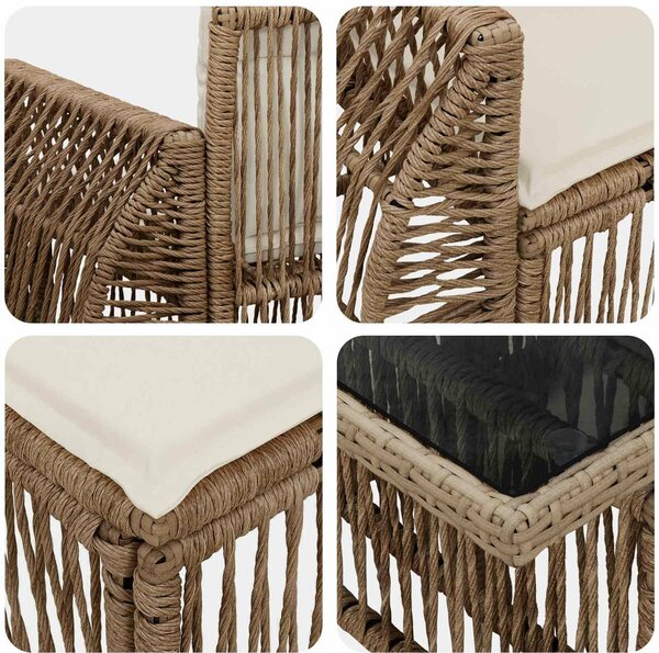 VidaXL Kerti Kanapé Szett 12 db Beige és Krémszínű polirattan