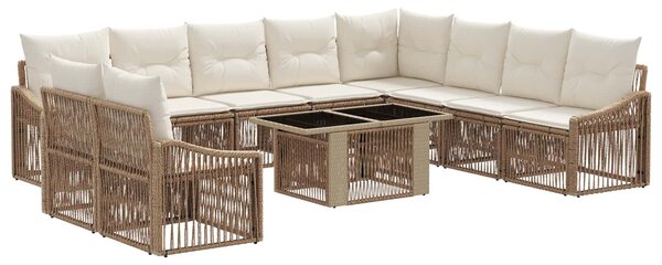 VidaXL Kerti Kanapé Szett 11 db Beige és Krémszínű polirattan