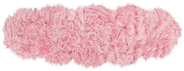 Rózsaszín Mű Báránybőr Szőnyeg 60 x 180 cm MAMUNGARI