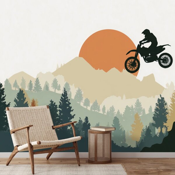 Tapéta motokrossz ugrás a hegyekben