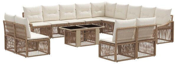 VidaXL Kerti Kanapé Szett 14 db Beige és Krémszínű polirattan