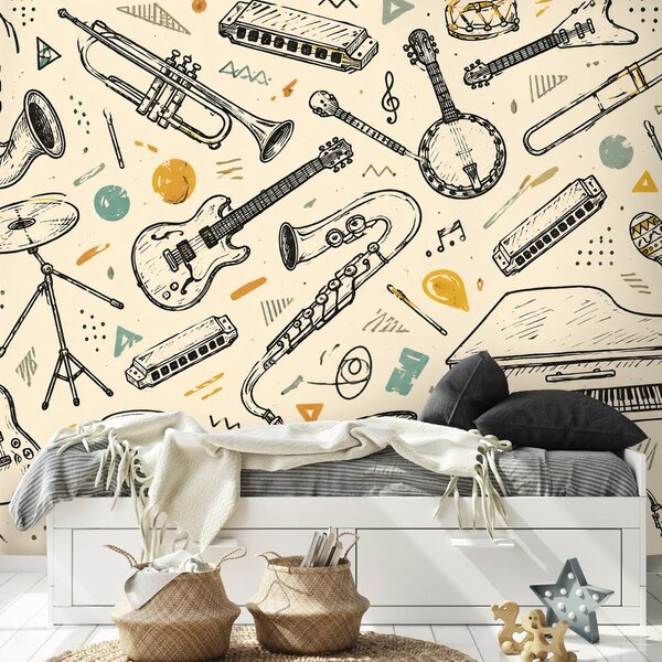 Tapéta vintage stílusú hangszerek