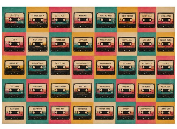 Tapéta retro kazetták vintage stílusban