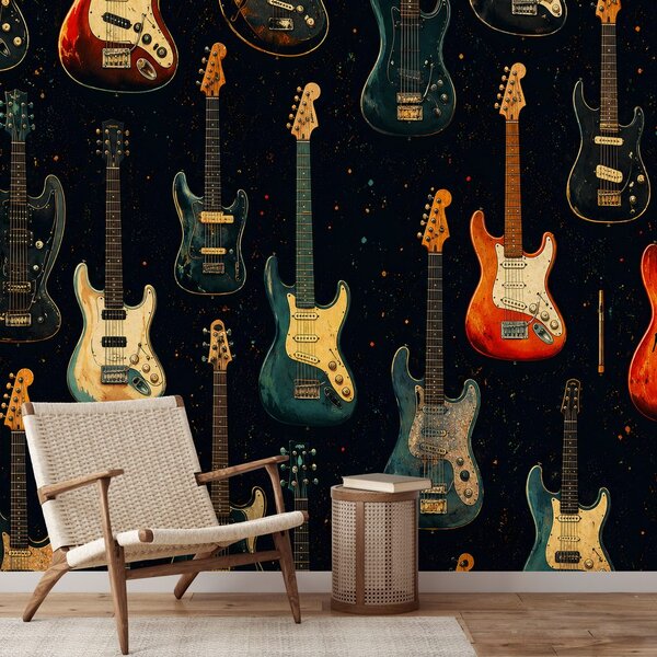Fotótapéta retro elektromos gitárok sötét háttéren