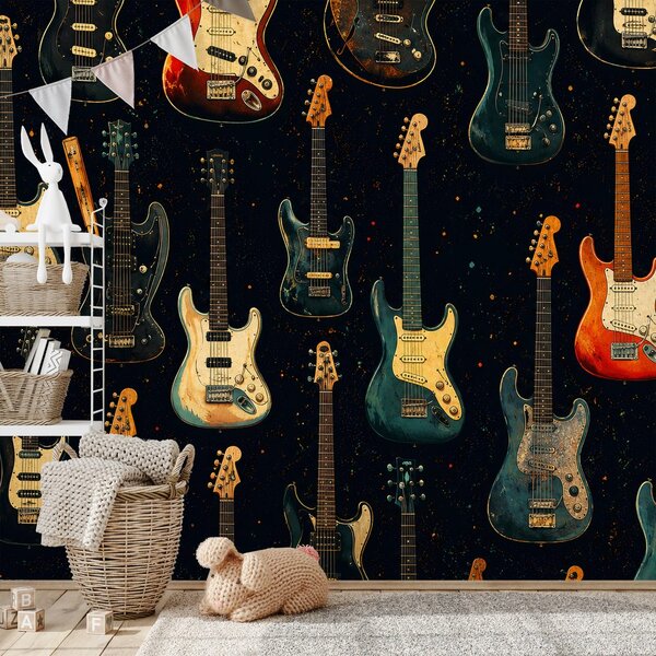 Fotótapéta retro elektromos gitárok sötét háttéren
