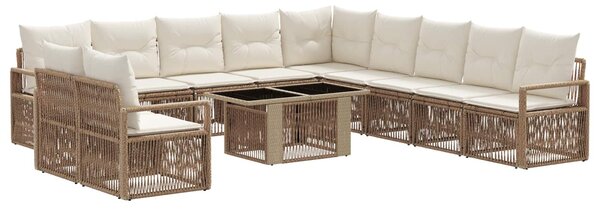 VidaXL Kerti Kanapé Szett 12 db Beige és Krémszínű polirattan