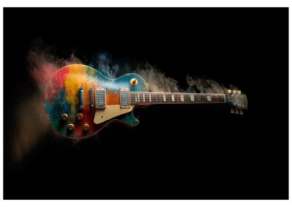 Fotótapéta színes elektromos gitár füstben