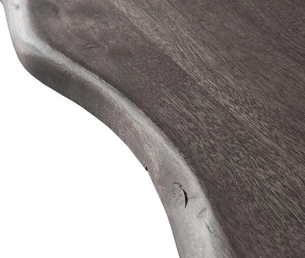 DELIFE Étkezőasztal Edge 200x100 XL akác platina Spider laposacél fekete Live-Edge