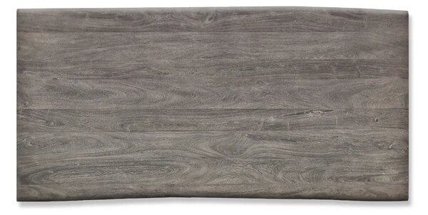 DELIFE Étkezőasztal Edge 200x100 cm XL akác platina rozsdamentes acél ezüst ferde Live-Edge