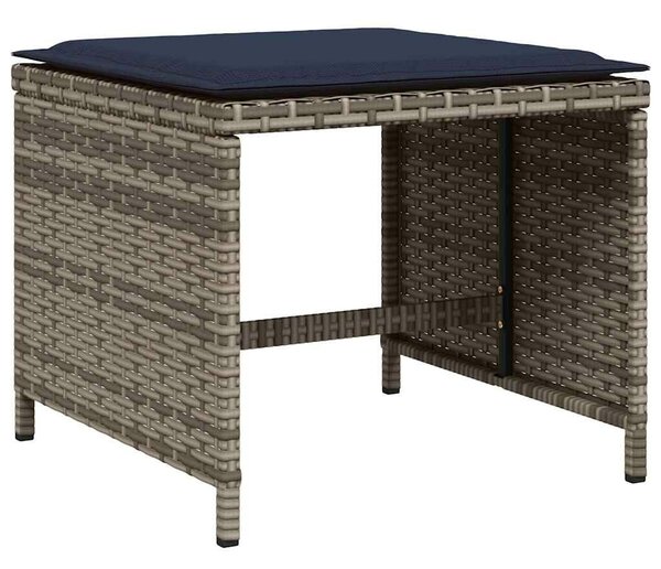 VidaXL 9 db szürke polyrattan kerti étkezőgarnitúra párnákkal