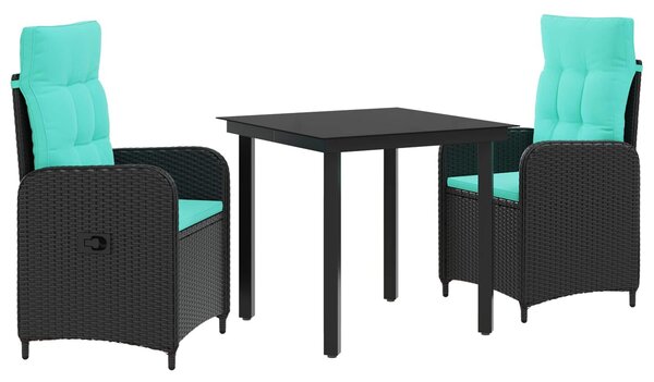 VidaXL Kert étkező szett 3 db PE rattan és porbevonatos acél