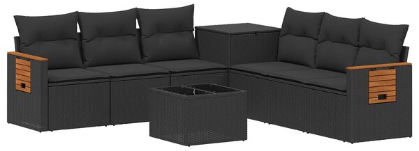 VidaXL Kanapé Szett 8 db Fekete Poli rattan és acél