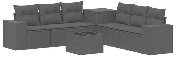 VidaXL Kanapé Szett 8 db Fekete Poli rattan és acél