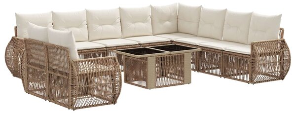 VidaXL Kerti Kanapé Szett 11 db Beige és Krémszínű polirattan
