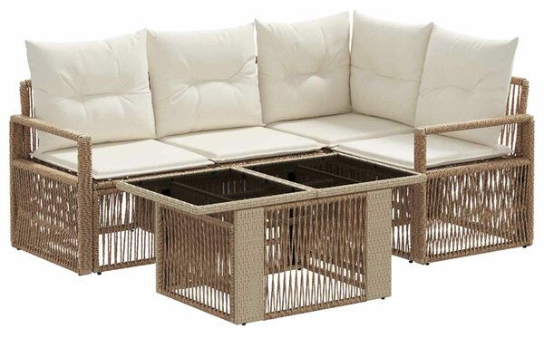VidaXL Kerti Kanapé Szett 5 db Beige és Krémszínű polirattan