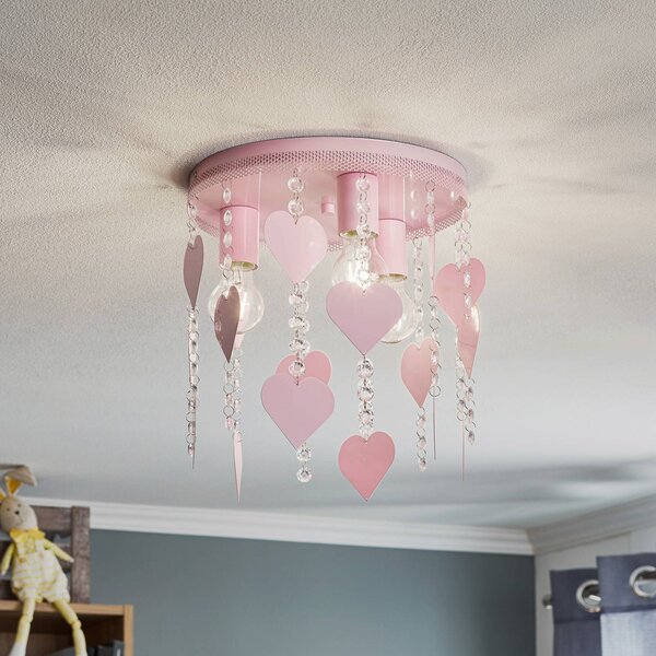 Eko-Light Corazon mennyezeti világítás rózsaszín szívekkel, dimmelhető, Lila / pink / rózsaszín, Gyermekszoba, fém, Fiatalos életstílus