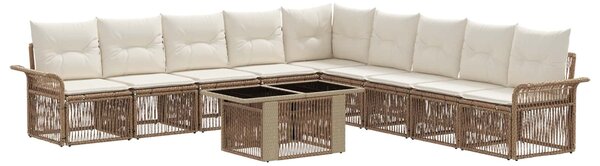 VidaXL Kerti Kanapé Szett 10 db Beige és Krémszínű polirattan