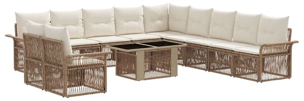 VidaXL Kerti Kanapé Szett 12 db Beige és Krémszínű polirattan