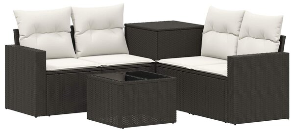 VidaXL Kanapé Szett 6 db Fekete és krémfehér Poli rattan és acél