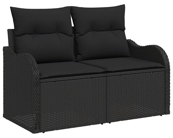 VidaXL Kanapé Szett 6 db Fekete Poli rattan és acél