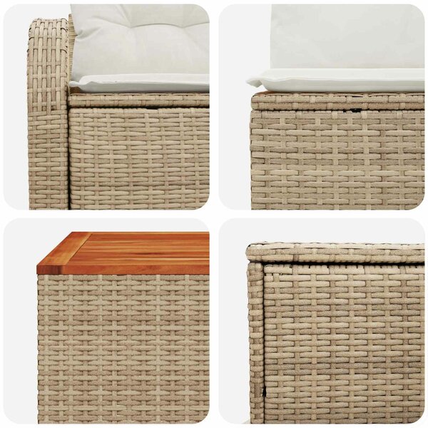 VidaXL Kanapé Szett 6 db Beige és Krémszínű Poli rattan és acél