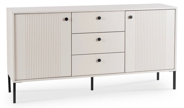 Kétajtós komód fiókokkal, 154 cm, kasmír színben, bordázott fronttal SOFT