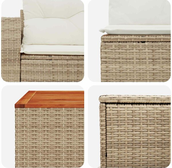 VidaXL Kanapé Szett 8 db Beige és Krémszínű Poli rattan és acél