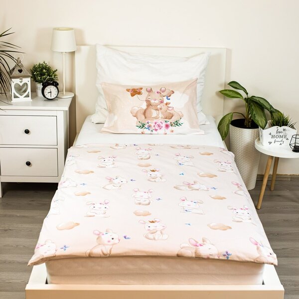 Pamutból készült babaágynemű BUNNY STAR bézs Ágyneműhuzat mérete: 40 x 60 cm | 100 x 135 cm