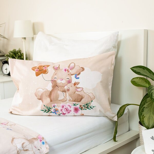 Pamutból készült babaágynemű BUNNY STAR bézs Ágyneműhuzat mérete: 40 x 60 cm | 100 x 135 cm