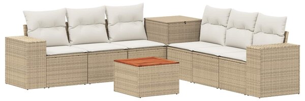 VidaXL Kanapé Szett 8 db Beige és Krémszínű Poli rattan és acél