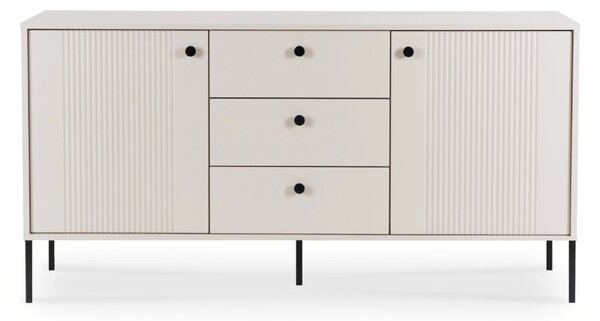 Kétajtós komód fiókokkal, 154 cm, kasmír színben, bordázott fronttal SOFT