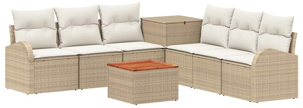 VidaXL Kanapé Szett 8 db Beige és Krémszínű Poli rattan és acél