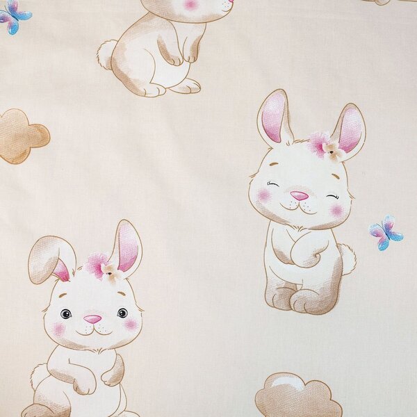 Pamutból készült babaágynemű BUNNY STAR bézs Ágyneműhuzat mérete: 40 x 60 cm | 100 x 135 cm