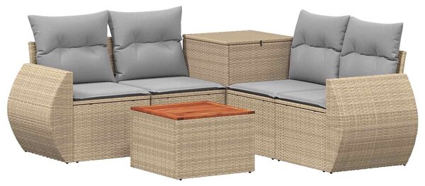 VidaXL Kanapé Szett 6 db Beige és Világosszürke Poli rattan és acél