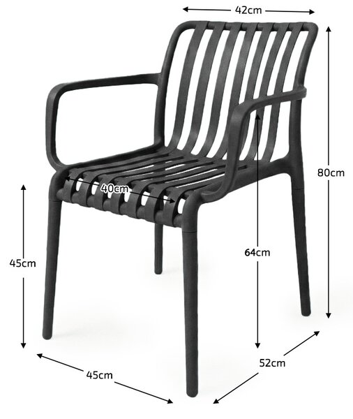 Kerti szett TREGO ISLAND - 2 karfás szék és kerek asztal ø 60 cm, antracit