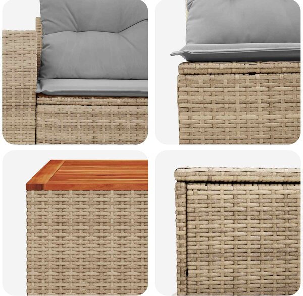 VidaXL Kanapé Szett 6 db Beige és Világosszürke Poli rattan és acél