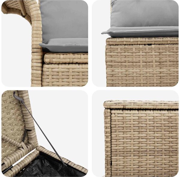 VidaXL Kanapé Szett 7 db Beige és Világosszürke Poli rattan és acél