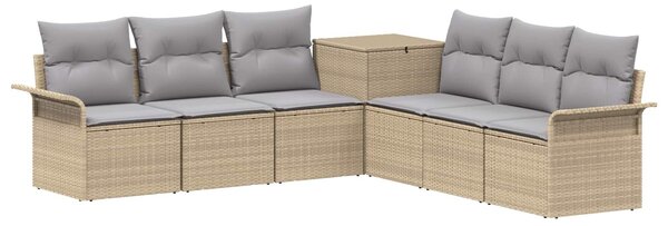 VidaXL Kanapé Szett 7 db Beige és Világosszürke Poli rattan és acél