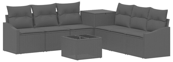 VidaXL Kanapé Szett 8 db Fekete Poli rattan és acél